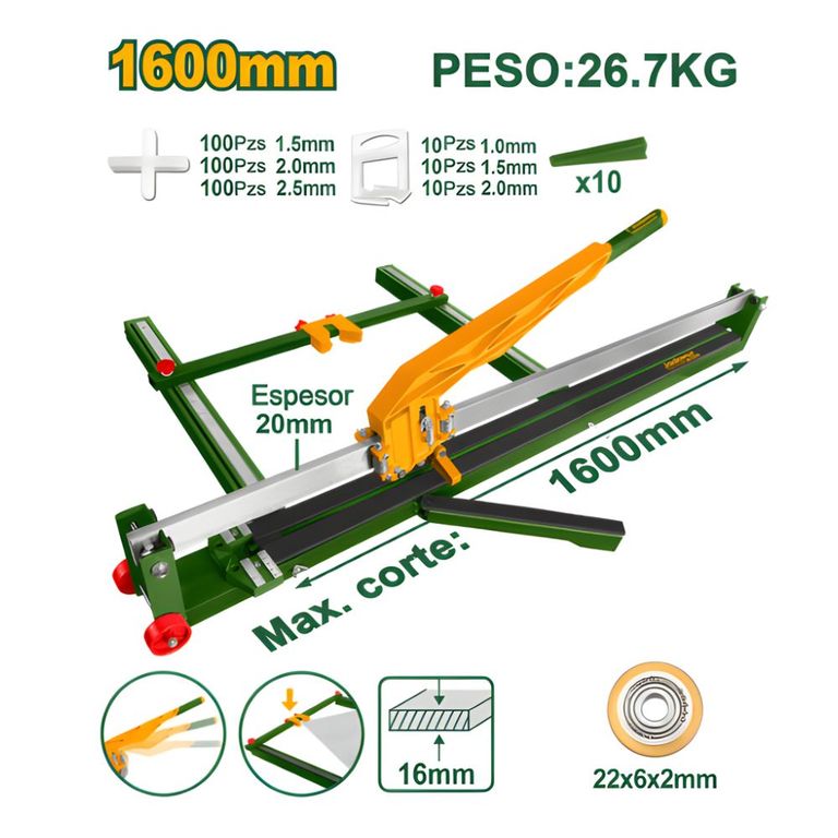 Cortador de Mayolica 1600MM Corte 16MM Jadever JDTR1601