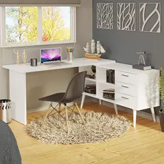 MADESA - Escritorio Mesa de Oficina de Esquina Lisboa con 3 Cajones