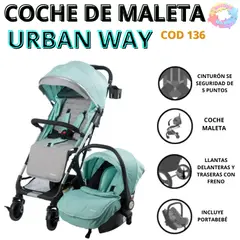 EBABY - COCHE MALETA CON PORTABEBE URBAN WAY - VERDE