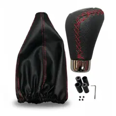 GENERICO - Perilla De Palanca + Funda + Adaptadores Rojo Para Auto 1Pcs