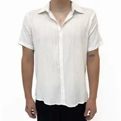 AMERICAN EXCHANGE - Camisa Lino Peonia Texturizado Perla De Hombre -