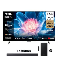 TCL - Televisor QLED 75 UHD 4K Smart TV 75T6C- GOOGLE TV+Soundbar Samsung B450F