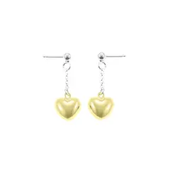 BALIQ - Aretes Colgante Corazón GoldenSilver