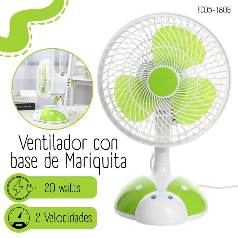 Ventilador con base de Mariquita - VERDE