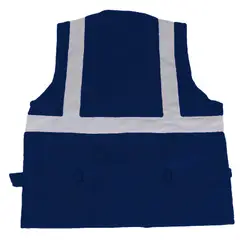 WORKFORCE - CHALECO MULTIBOLSILLO MARCA ALTA VISIVILIDAD DRIL AZUL TALLA M