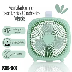 GENERICO - Ventilador de escritorio Cuadrado - Verde