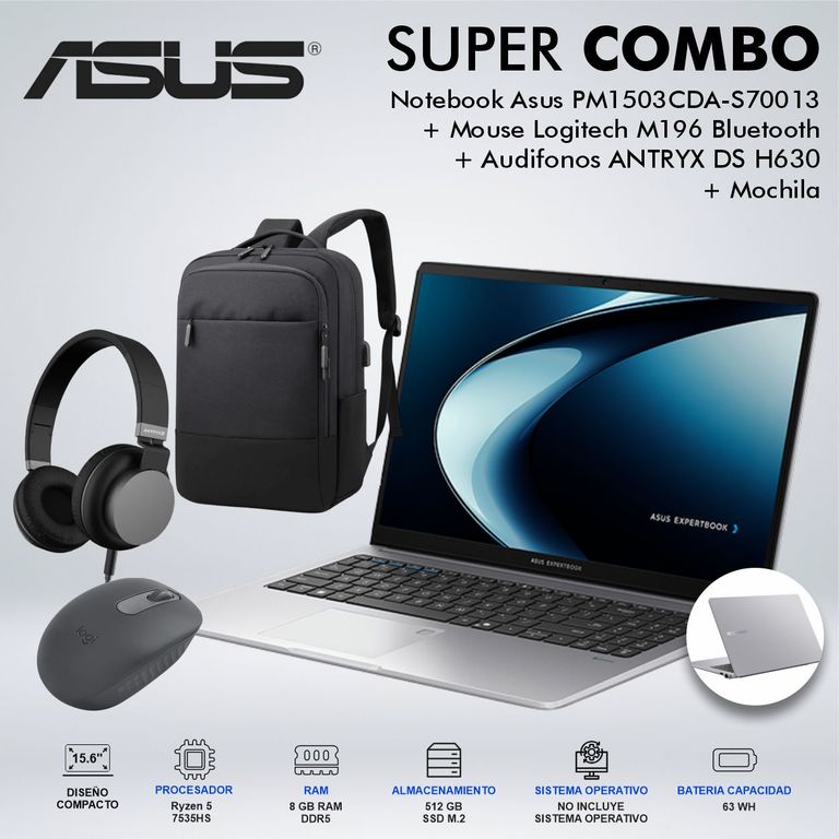 LAPTOP PM1503CDA-S70013 AMD RYZEN 5 7535HS MEMORIA 8GB DISCO 512GB