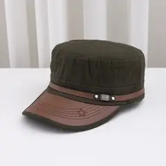 KAST PE - Gorra Carbonera Rafael Regulable con visera en cuero PU Verde y Marrón