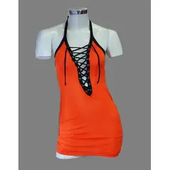 GENERICO - Mini Vestido Naranja Halter Corto Sexy Para Mujer talla S M Dealcoba