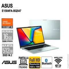 ASUS - LAPTOP E1504FA-BQ547 15.6" FHD AMD RYZEN 5 7520U 2.8/4.3GHZ 16GB LPDDR5 SIN SISTEMA OPERATIVO