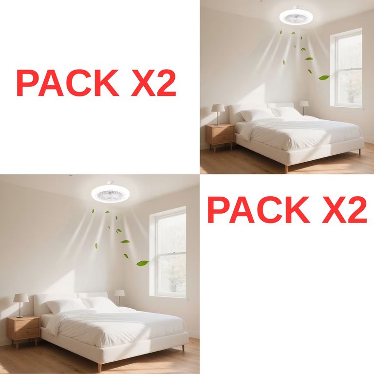PACK X2 Foco Ventilador LED con Control 2 en 1