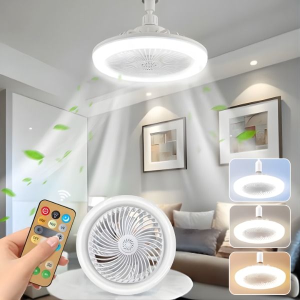 FOCO VENTILADOR 360° LUZ LED CONTROL REMOTO AHORRO ENERGÍA