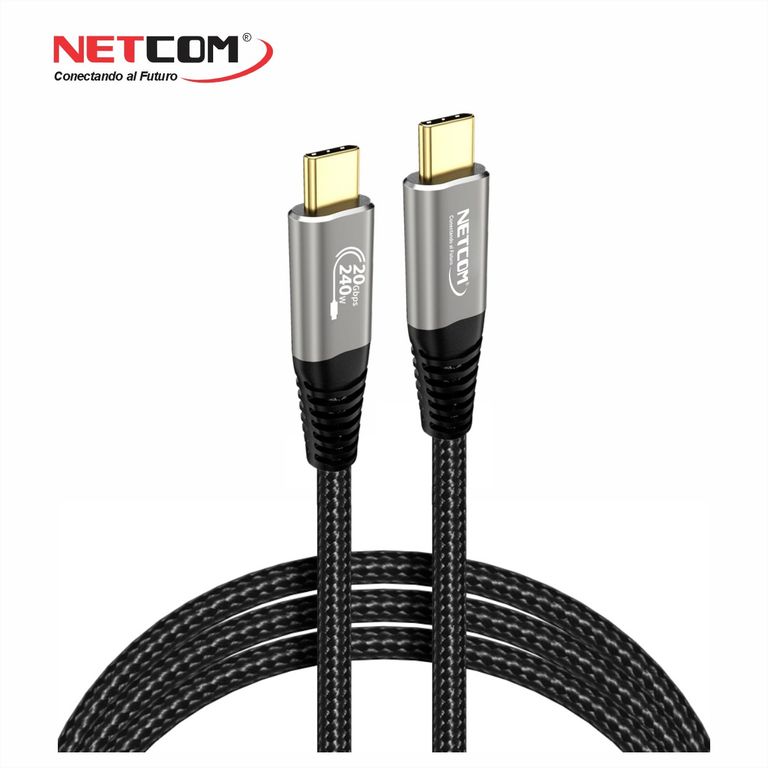 CABLE USB-C a USB-C 3.2 Gen2x2 DE 3 MTS PD240W CARGA, DATOS 20Gbps & VIDEO UHD 4K@60Hz - NETCOM