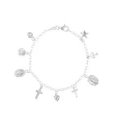 BALIQ - Pulsera Cruz & Medallas Plata 925