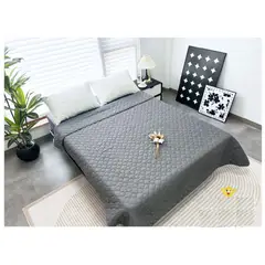 GENERICO - CUBRECAMA FRAZADA MANTA 2 PLAZAS VERANO COLOR GRIS ELEGANTE