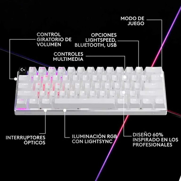 TECLADO PRO X 60 LIGHTSPEED BT/ÓPTICO/65 HRS/RGB WHITE