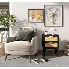 VENTITAS HOME - Velador Ratán Ricardina Color Negro