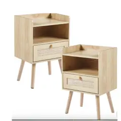 VENTITAS HOME - Pack 2 Veladores Ratán Ducelia Color Rovere