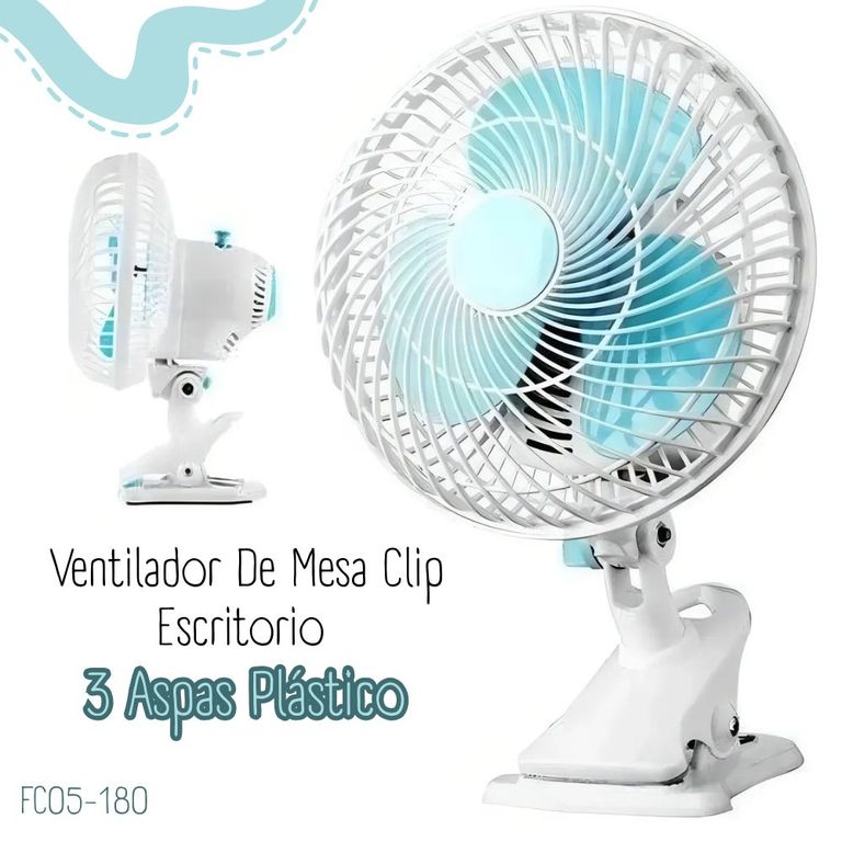 Ventilador Giratorio 2 en 1 con Clip – Celeste FC05-180