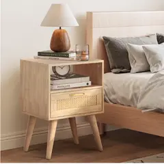 VENTITAS HOME - Velador Vintage Ratán Nambia Color Rovere