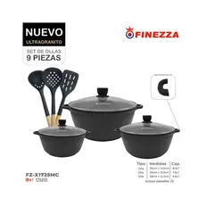 FINEZZA - Juego de Ollas Ultra granito FZ-X1725MC de 9 Pzas