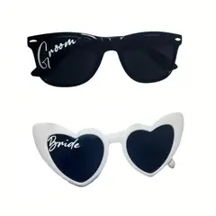 GENERICO - Set x 2 lentes para el novio y la novia despedida de soltera bride groom