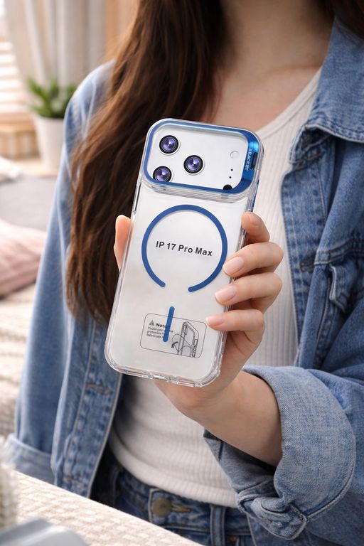 Case Funda Iphone 17 Pro Max Con Magsafe Y Soporte De Camara - Azul