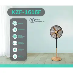 KENDAL - Ventilador Pedestal 16 Pulgadas KZF-1616F Madera EXCLUSIVO
