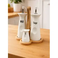 GENERICO - Set X 4 Dispensador de Aceite, Vinagre, Sal y Pimienta en Ceramica