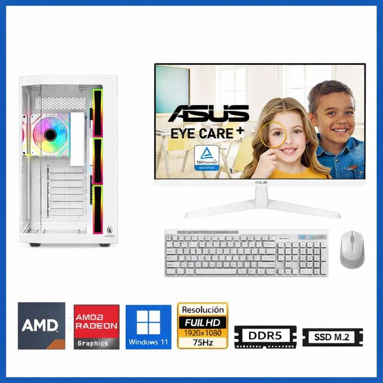 Computadora Enovu Ryzen 9 7900X FX-830 White 16GB 512GB SSD 27" Radeon Graphics Windows 11 Pro