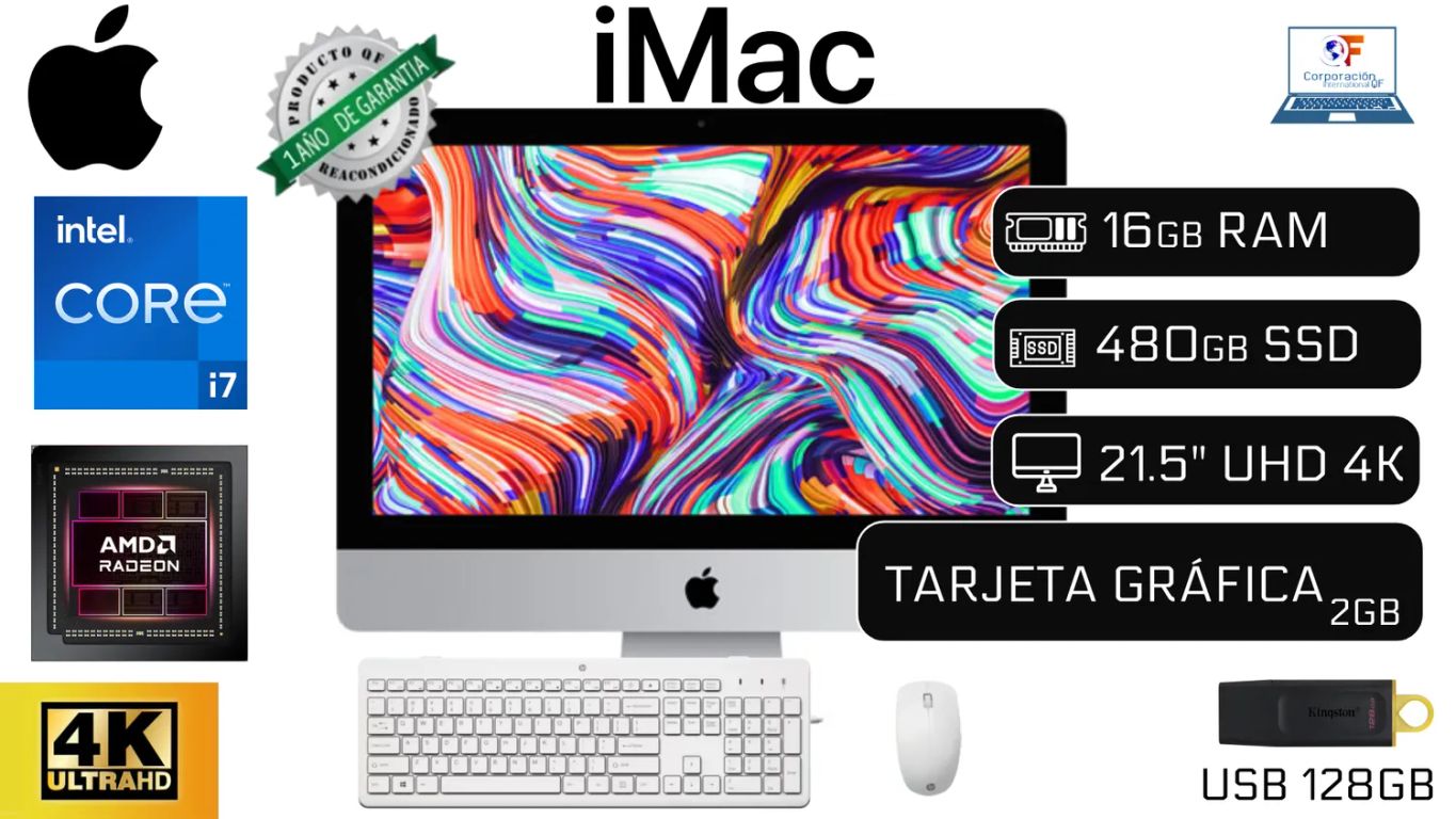 Computadora iMAC A2116 Intel Core i7 16GB RAM 480GB VIDEO 2GB GDDR5 + Usb 128