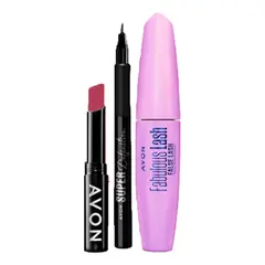 AVON - Kit X3 Fabulous Lash Mascara Pestañas + Del Liquido Y Labial Negro