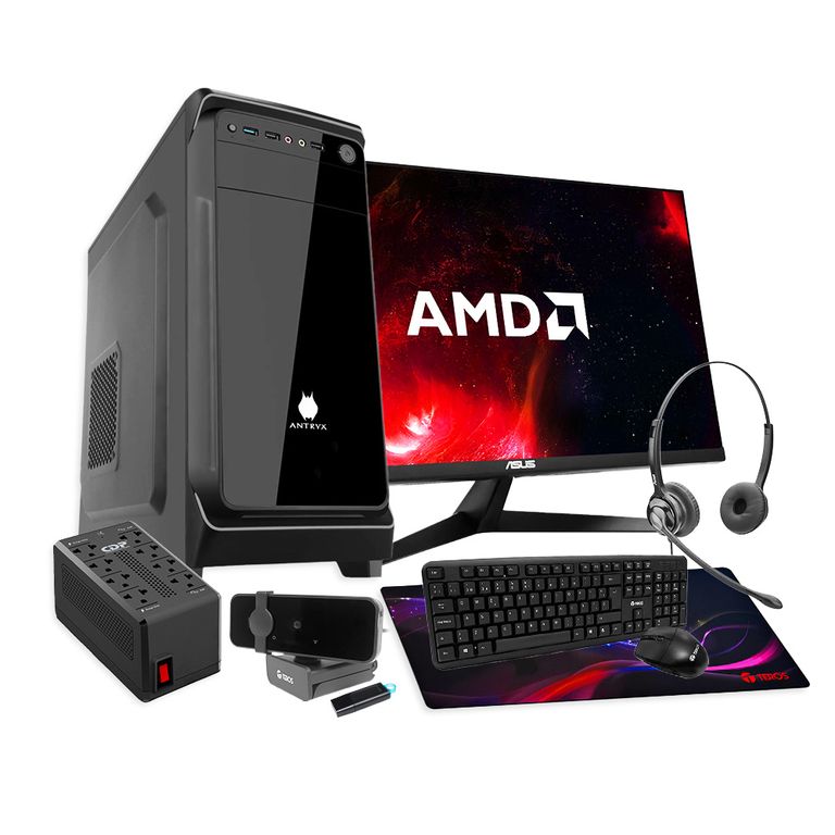 Computadora PC Ryzen 5 8500G Monitor ASUS 24" FHD RAM 16GB SSD 512GB + KIT COMPLETO
