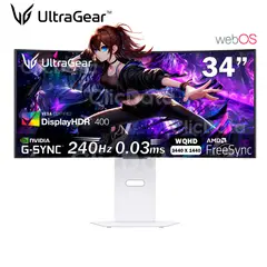 LG - Monitor UltraGear 34GX90SA-W 34 OLED Curvo 800R UWQHD 3440x1440 Blanco 240Hz