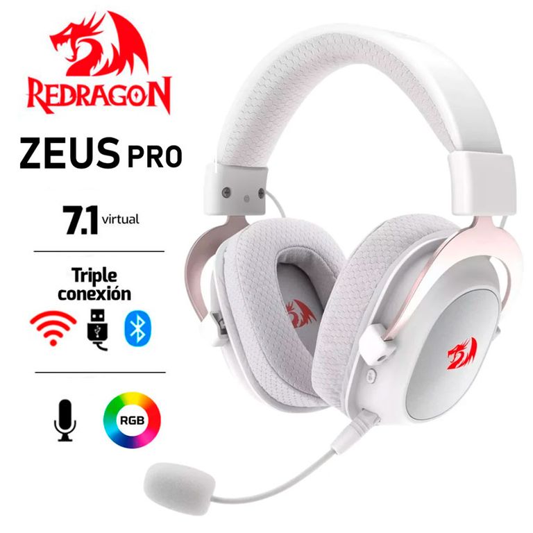 Auriculares Zeus Pro H510-WL Wireless White RGB