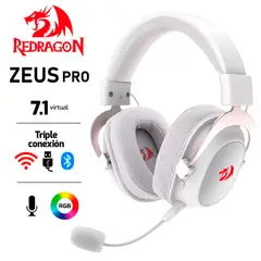 REDRAGON - Auriculares Zeus Pro H510-WL Wireless White RGB