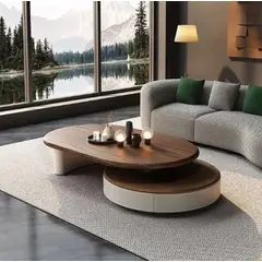 GENERICO - Mesa de Centro Ovalis - Gris y Marrón