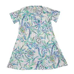 RED CARROT - Vestido niña manga corta jersey blanco tortugas