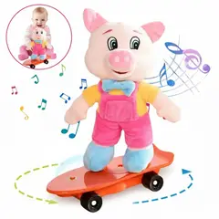 GENERICO - Peluche Musical con Monopatín Bailable Diseño Cerdito Electrónico para Niños y Niñas 360