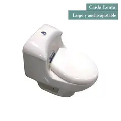 GENERICO - Asiento Tapa Inodoro Elongado Blanco Caída lenta