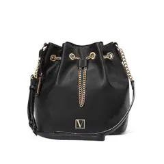 VICTORIA'S SECRET - BOLSO VICTORIAS SECRET TIPO CUBO NEGRO CON DORADO