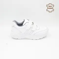 FAR WEST - Zapatillas Escolares - Colegio Pega Pega Niño y Niña Sport-2601 Cuero Blanco