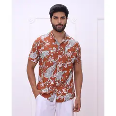 DM DEXMEN - Camisa dexmen Mao Floreado Terracota