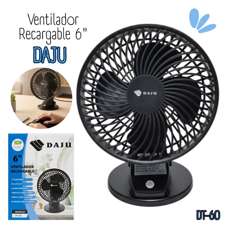 Ventilador Recargable DAJU 6 DT-60