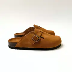 WHITE - Zuecos Chloe de cuero color Miel