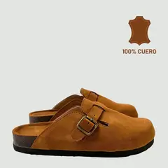 WHITE - Zuecos Chloe de cuero color Miel