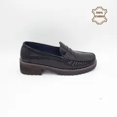 FAR WEST - Zapatos Escolares - Colegio Mocasín Niña Ainara Cuero Negro