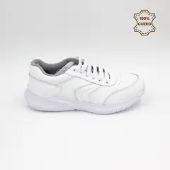 FAR WEST - Zapatillas Escolares - Colegio Pasadores Niño y Niña Depor Cuero Blanco