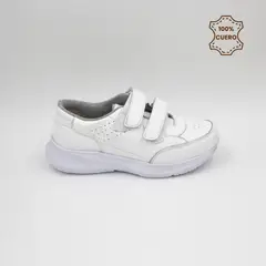 FAR WEST - Zapatillas Escolares - Colegio Pega Pega Niño y Niña Depor Cuero Blanco