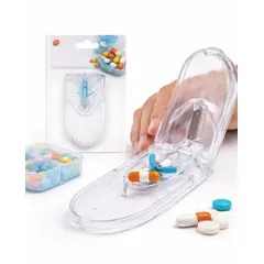 GENERICO - Cortador de Pastillas Transparente con Almacenamiento Diseño Ergonómico